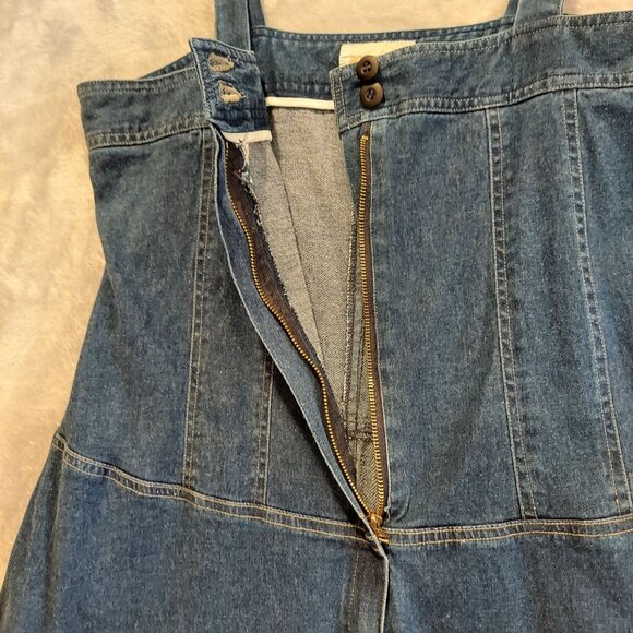 Roamans blue jean Dress size 14p Maxi denim jean fray hem ruffle zip 2 pockets - Picture 14 of 16